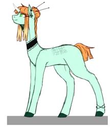 Size: 750x872 | Tagged: safe, artist:kat-the-true-kitkat, derpibooru import, oc, unofficial characters only, pony, unicorn, choker, colored hooves, female, hair bun, hairpin, horn, image, mare, png, simple background, solo, transparent background, unicorn oc