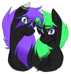 Size: 1688x1750 | Tagged: safe, artist:purplegrim40, derpibooru import, oc, unofficial characters only, earth pony, pony, bust, duo, earth pony oc, eye clipping through hair, image, png, simple background, transparent background