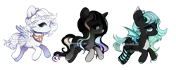 Size: 683x274 | Tagged: safe, artist:dammmnation, derpibooru import, oc, unofficial characters only, bat pony, pegasus, pony, unicorn, bat pony oc, bat wings, chest fluff, female, horn, image, mare, pegasus oc, png, simple background, solo, transparent background, unicorn oc, wings