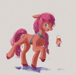 Size: 1880x1842 | Tagged: safe, artist:inkhooves, derpibooru import, sunny starscout, earth pony, pony, g5, female, floppy ears, gray background, image, jpeg, lantern, mare, simple background, solo