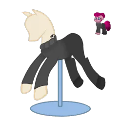 Size: 1607x1607 | Tagged: safe, artist:artiststr, derpibooru import, pinkie pie, earth pony, pony, pony town, g4, the last laugh, clothes, collar, fashion, image, mannequin, pants, pinkamena diane pie, png, pullover, shoes, simple background, solo, the yellow feather, theyellowfeather, transparent background