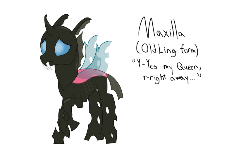 Size: 1500x1000 | Tagged: safe, artist:mightyshockwave, derpibooru import, oc, oc:maxilla, unofficial characters only, changeling, changeling oc, concerned, frown, image, insect wings, pink changeling, png, raised hoof, simple background, solo, spread wings, white background, wings