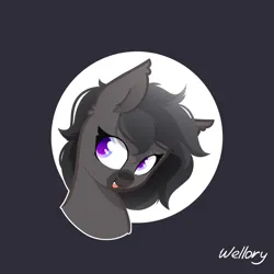 Size: 1000x1000 | Tagged: safe, artist:wellory, derpibooru import, oc, unnamed oc, unofficial characters only, bat pony, pony, bat pony oc, bat wings, black background, bust, cute, female, image, mare, ocbetes, open mouth, open smile, png, signature, simple background, smiling, solo, wings