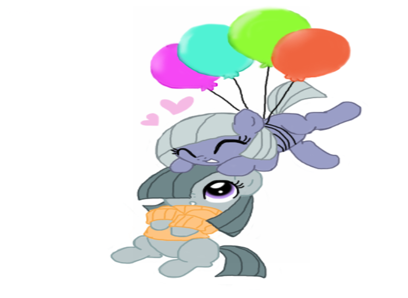 Size: 840x613 | Tagged: safe, artist:loveponies89, derpibooru import, limestone pie, marble pie, earth pony, pony, g4, balloon, clothes, cute, duo, eyes closed, female, filly, flying, foal, image, limabetes, looking up, marblebetes, png, siblings, simple background, sisters, sitting, smiling, sweater, white background, wrong aspect ratio