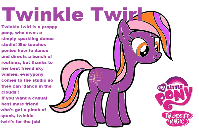 Size: 1008x656 | Tagged: safe, artist:pinkamenarockscute13, derpibooru import, twinkle twirl, earth pony, pony, g3, g4, female, g3 to g4, generation leap, image, mare, my little pony logo, png, profile, simple background, smiling, text, white background