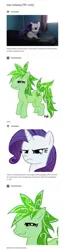 Size: 720x2849 | Tagged: safe, derpibooru import, rarity, oc, oc:stoney poney, earth pony, pony, unicorn, g4, angry, bed, bedroom, bedroom eyes, bloodshot eyes, drugs, eyeshadow, female, image, jpeg, makeup, mare, marijuana, meme origin, rarity is not amused, roleplay, smiling, text, tumblr, unamused, window