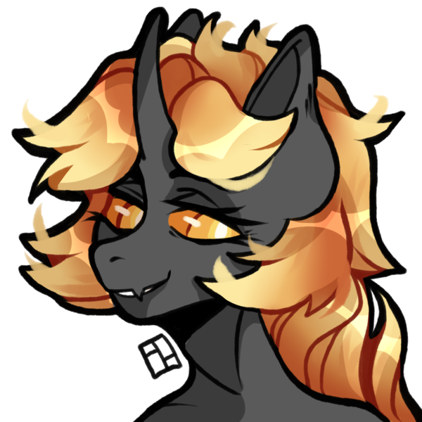 Size: 1700x1700 | Tagged: artist needed, safe, derpibooru import, changeling queen oc, oc, oc:string, anthro, changeling, changeling queen, unicorn, changeling oc, cute, equine, fangs, female, fire, flowing hair, flowing mane, food, hair, image, look at this nerd, looking at you, looking back, looking back at you, orange, orange changeling, orange eyes, png, she's kinda cute, small fang, smells like toast, smiling, smiling at you, solo