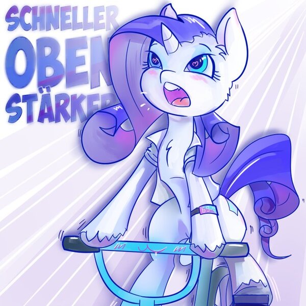 Size: 700x700 | Tagged: safe, artist:fxablom, derpibooru import, rarity, pony, unicorn, g4, bicycle, german, image, jpeg, solo