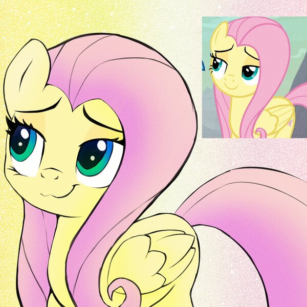 Size: 2000x2000 | Tagged: safe, artist:zokkili, derpibooru import, fluttershy, pegasus, pony, g4, sweet and smoky, :3, cute, female, folded wings, high res, image, jpeg, lidded eyes, mare, scene interpretation, screencap reference, shyabetes, smug, smugshy, solo, wings