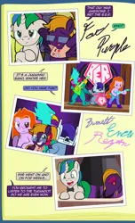 Size: 1920x3168 | Tagged: safe, artist:alexdti, derpibooru import, oc, oc:purple creativity, oc:star logic, ponified, earth pony, gryphon, pegasus, pony, unicorn, comic:quest for friendship, bipedal, bowtie, chest fluff, clothes, comic, crossed hooves, dialogue, electric guitar, eyes closed, female, glasses, grin, guitar, high res, hoof hold, horn, image, jpeg, lidded eyes, male, mare, musical instrument, nose in the air, open mouth, open smile, pegasus oc, shirt, smiling, speech bubble, spread wings, stallion, two toned mane, unicorn oc, wings