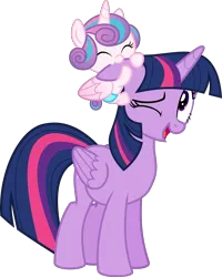 Size: 3000x3742 | Tagged: safe, artist:jp, derpibooru import, princess flurry heart, twilight sparkle, twilight sparkle (alicorn), alicorn, pony, a flurry of emotions, g4, .svg available, baby, baby pony, biting, cute, daaaaaaaaaaaw, derpibooru exclusive, duo, duo female, ear bite, eyes closed, female, flurrybetes, high res, image, one eye closed, png, simple background, transparent background, vector