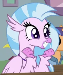 Size: 594x709 | Tagged: safe, derpibooru import, screencap, silverstream, classical hippogriff, hippogriff, a rockhoof and a hard place, g4, season 8, spoiler:s08, cropped, cute, diastreamies, excited, female, grin, image, png, smiling