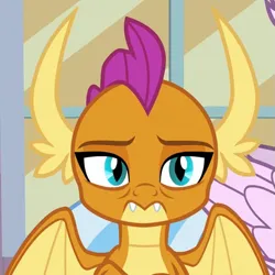 Size: 621x622 | Tagged: safe, derpibooru import, screencap, silverstream, smolder, classical hippogriff, dragon, hippogriff, g4, season 8, what lies beneath, spoiler:s08, cropped, dragoness, female, image, looking at you, partially open wings, png, solo focus, wings