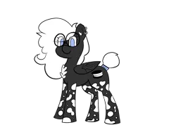 Size: 1600x1200 | Tagged: safe, artist:floof hoof, derpibooru import, oc, oc:double stuff, unofficial characters only, pegasus, pony, pony town, blue eyes, colored, ear piercing, female, glasses, image, looking at you, mare, mottled coat, piercing, png, round glasses, simple background, solo, spots, transparent background