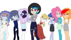 Size: 1920x1080 | Tagged: safe, artist:fuckomcfuck, derpibooru import, edit, oc, oc:bold beam, oc:celestial dusk, oc:orchard dash, oc:secret surprise, oc:silver geode, oc:solar sapphire, oc:teddy heart, oc:timbre glee, unofficial characters only, human, equestria girls, g4, base used, demi-girl, equestria girls-ified, female, image, magical lesbian spawn, next generation, offspring, old art, parent:applejack, parent:fluttershy, parent:jetstream, parent:marble pie, parent:octavia melody, parent:pinkie pie, parent:pizzelle, parent:princess celestia, parent:rainbow dash, parent:rarity, parent:sapphire shores, parent:twilight sparkle, parent:vinyl scratch, parents:appledash, parents:dashlestia, parents:flutterpie, parents:rarilestia, parents:scratchtavia, png, simple background, transparent background