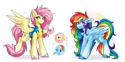 Size: 4482x2234 | Tagged: safe, artist:buvanybu, derpibooru import, fluttershy, rainbow dash, pegasus, pony, cutie mark swap, female, image, mare, personality swap, png