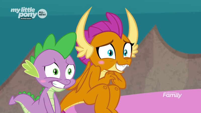 Size: 1920x1080 | Tagged: safe, artist:php170, derpibooru import, edit, edited screencap, screencap, smolder, spike, dragon, g4, make new friends but keep discord, uprooted, blushing, covering, covering crotch, cute, discovery family, discovery family logo, dragoness, duo, embarrassed, embarrassed nude exposure, female, image, logo, male, naked smolder, naked spike, nudity, png, sheepish grin, ship:spolder, shipping, sitting, smolderbetes, straight, vector, we don't normally wear clothes, wings