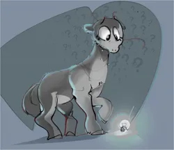 Size: 1724x1489 | Tagged: safe, artist:alumx, derpibooru import, earth pony, pony, female, image, jpeg, lightbulb, mare, question mark, solo