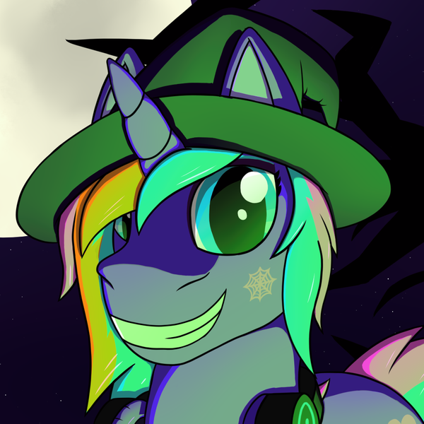 Size: 1000x1000 | Tagged: safe, artist:passionpanther, derpibooru import, pony, unicorn, clothes, costume, halloween, halloween costume, hat, holiday, icon, image, moon, png, solo, spooky, witch, witch hat