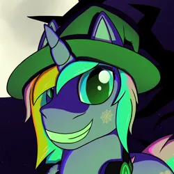 Size: 1000x1000 | Tagged: safe, artist:passionpanther, derpibooru import, pony, unicorn, clothes, costume, halloween, halloween costume, hat, holiday, icon, image, moon, png, solo, spooky, witch, witch hat