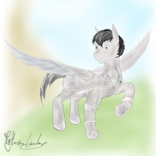 Size: 3072x3072 | Tagged: safe, artist:antares, derpibooru import, oc, oc:reflective umbra, oc:sombreta, pegasus, pony, armor, high res, image, pegasus oc, png, solo, wings