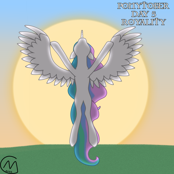 Size: 3200x3200 | Tagged: safe, artist:maître cervidé, derpibooru import, princess celestia, alicorn, pony, g4, flying, high res, image, png, ponytober, sun, sunrise