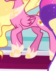 Size: 912x1168 | Tagged: source needed, safe, artist:galaxyswirlsyt, derpibooru import, luster dawn, princess cadance, alicorn, pony, g4, alicornified, concave belly, cropped, female, folded wings, hoof shoes, image, jpeg, legs, mare, needs more jpeg, older, pictures of legs, princess shoes, race swap, show accurate, slender, thin, wings