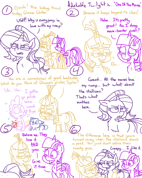 Size: 4779x6013 | Tagged: safe, artist:adorkabletwilightandfriends, derpibooru import, moondancer, spike, starlight glimmer, twilight sparkle, twilight sparkle (alicorn), oc, oc:pinenut, alicorn, cat, dragon, pony, unicorn, comic:adorkable twilight and friends, g4, adorkable, adorkable twilight, arm around neck, butt, clothes, coffee, comic, conversation, cup, cute, disgusted, dork, friendship, frustrated, glasses, glimmer glutes, humor, image, implied masturbation, innuendo, male, meme, mug, nervous, pep talk, plot, png, slice of life, sweater, tail, tailboner, unexpected, vanity, walking