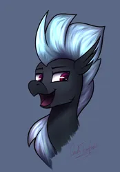 Size: 1326x1904 | Tagged: safe, artist:cmdrtempest, derpibooru import, oc, oc:dark skroll, hippogriff, bust, image, looking at each other, looking at someone, png, simple background, solo