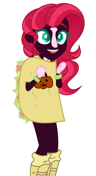 Size: 2013x3672 | Tagged: safe, artist:drawingsprint, artist:vi45, derpibooru import, oc, oc:painted lilly, human, equestria girls, g4, base used, boots, clothes, commission, costume, equestria girls-ified, food, halloween, halloween costume, high res, holiday, image, markings, nonbinary, open mouth, outfit, png, pumpkin, shoes, simple background, socks, solo, taco, white background, wristband, ych result