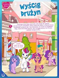 Size: 595x788 | Tagged: safe, derpibooru import, hitch trailblazer, izzy moonbow, pipp petals, sunny starscout, zipp storm, alicorn, earth pony, pegasus, pony, unicorn, g5, my little pony: a new generation, comic, female, image, jpeg, magazine, male, mane five, mare, polish, race swap, speech bubble, stallion, sunnycorn