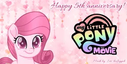 Size: 1037x523 | Tagged: safe, artist:muhammad yunus, derpibooru import, oc, oc:annisa trihapsari, earth pony, pony, my little pony: the movie, cute, earth pony oc, female, heart, image, logo, mare, ocbetes, png, smiling, solo