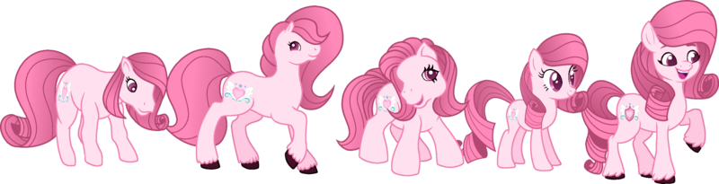 Size: 2875x737 | Tagged: safe, artist:muhammad yunus, derpibooru import, oc, oc:annisa trihapsari, unofficial characters only, earth pony, pony, g1, g2, g3, g4, g5, earth pony oc, female, happy, image, mare, medibang paint, open mouth, png, simple background, smiling, solo, timeline, transparent background