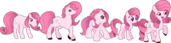 Size: 2875x737 | Tagged: safe, artist:muhammad yunus, derpibooru import, oc, oc:annisa trihapsari, unofficial characters only, earth pony, pony, g1, g2, g3, g4, g5, earth pony oc, female, happy, image, mare, medibang paint, open mouth, png, simple background, smiling, solo, timeline, transparent background