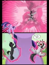 Size: 1536x2048 | Tagged: safe, artist:elcaballooscuro, derpibooru import, twilight sparkle, oc, oc:inkenel, oc:oretha, pony, unicorn, g4, butt, image, jpeg, macro, magic, micro, plot, shrinking, size difference, test tube