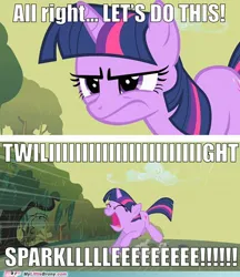 Size: 500x578 | Tagged: safe, derpibooru import, edit, edited screencap, screencap, twilight sparkle, pony, unicorn, feeling pinkie keen, g4, season 1, caption, female, image, image macro, jpeg, leeroy jenkins, mare, meme, my little brony, solo, text, unicorn twilight, warcraft, world of warcraft