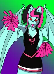 Size: 800x1080 | Tagged: safe, artist:lullabyjak, derpibooru import, anthro, bat pony, cheerleader, cheerleader outfit, clothes, costume, draculaura, image, monster high, png