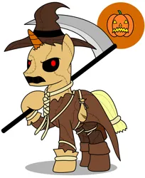 Size: 2160x2650 | Tagged: safe, artist:metal-jacket444, derpibooru import, ponified, pony, unicorn, batman, clothes, cutie mark, dc comics, halloween, hat, high res, holiday, image, jack-o-lantern, male, mask, noose, png, pumpkin, rope, sack, scythe, simple background, solo, stitches, white background, witch hat