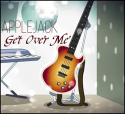 Size: 1401x1280 | Tagged: safe, derpibooru import, edit, edited screencap, screencap, applejack, equestria girls, g4, album, album cover, bass guitar, fefe dobson, guitar, image, jpeg, musical instrument, no pony, singer, single, smiling