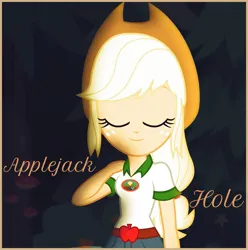 Size: 1273x1284 | Tagged: safe, derpibooru import, edit, edited screencap, screencap, applejack, human, equestria girls, g4, album, album cover, applejack's hat, clothes, cowboy hat, cute, fefe dobson, female, forest, hat, image, jackabetes, jpeg, my little pony equestria girls: legend of everfree, singer, single, skirt, smiling, solo, tree