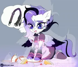 Size: 3500x3000 | Tagged: safe, artist:fd, derpibooru import, oc, unofficial characters only, pegasus, pony, cake, cake slice, clothes, crying, cup, food, fork, high res, image, implied punishment, jpeg, kneeling, maid, plate, solo, spill, spilled drink, teacup, thought bubble, whip, zoom layer