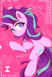 Size: 2000x3000 | Tagged: safe, artist:stravy_vox, derpibooru import, starlight glimmer, pony, unicorn, g4, abstract background, female, high res, image, jpeg, looking at you, mare, messy mane, smiling, solo