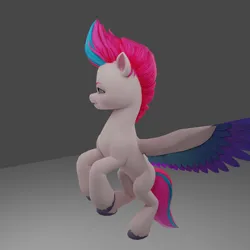 Size: 1920x1920 | Tagged: safe, derpibooru import, zipp storm, pegasus, pony, g5, my little pony: a new generation, 3d, adorazipp, bust, colored wings, cute, female, flying, gray background, grin, image, mare, multicolored wings, png, raised hoof, raised hooves, simple background, slender, smiling, solo, spread wings, thin, wings