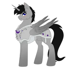 Size: 2563x2362 | Tagged: safe, artist:elberas, derpibooru import, oc, oc:hearts dalliance, unofficial characters only, alicorn, pony, armor, high res, image, male, png, simple background, slender, solo, stallion, thin, transparent background