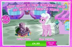 Size: 1961x1289 | Tagged: safe, derpibooru import, idw, pegasus, pony, g4, advertisement, bush, costs real money, english, female, folded wings, gameloft, idw showified, image, introduction card, jewelry, jpeg, mare, my little pony: magic princess, necklace, numbers, pearl necklace, sale, sheer perfection, solo, statue, text, vase, wings