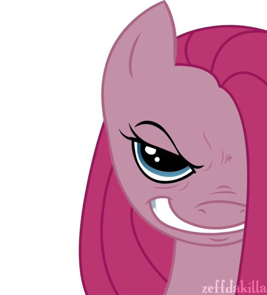 Size: 2485x2749 | Tagged: safe, artist:zeffdakilla, derpibooru import, pinkie pie, earth pony, pony, g4, creepy, creepy smile, evil, evil grin, grin, high res, image, looking at you, pinkamena diane pie, png, simple background, smiling, smiling at you, solo, transparent background, vector