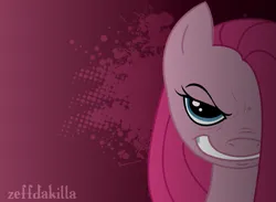 Size: 2489x1817 | Tagged: safe, artist:zeffdakilla, derpibooru import, pinkie pie, earth pony, pony, g4, abstract background, creepy, creepy smile, evil, evil grin, gradient background, grin, image, looking at you, pinkamena diane pie, png, smiling, smiling at you, solo, vector