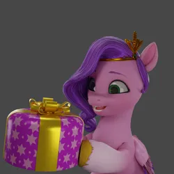 Size: 1920x1920 | Tagged: safe, derpibooru import, pipp petals, pegasus, pony, g5, 3d, adorapipp, blender, cube, cute, gray background, happy, image, png, simple background