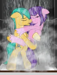 Size: 979x1280 | Tagged: safe, artist:ejlightning007arts, artist:small-brooke1998, derpibooru import, hitch trailblazer, pipp petals, earth pony, pegasus, pony, g5, base used, female, image, kissing, male, mare, png, ship:pitch, shipping, shower, stallion, straight