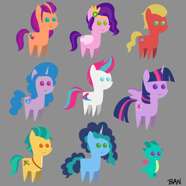 Size: 3000x3000 | Tagged: safe, artist:banquo0, derpibooru import, hitch trailblazer, izzy moonbow, pipp petals, sparky sparkeroni, sprout cloverleaf, sunny starscout, twilight sparkle, twilight sparkle (alicorn), zipp storm, alicorn, dragon, earth pony, pegasus, pony, unicorn, g4, g5, applejack (g5), baby, baby dragon, female, fluttershy (g5), high res, image, jpeg, male, mane five, mane seven (g5), mane six (g5), mare, misty brightdawn, pinkie pie (g5), pointy ponies, rainbow dash (g5), rarity (g5), simple background, stallion, twilight sparkle (g5)